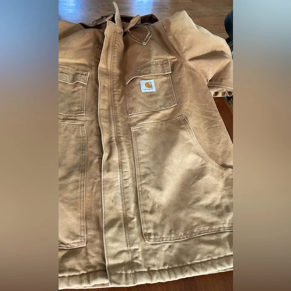 Carhartt C04 BRN blanket lined removable hood chore coat men’s size 46 USA Made